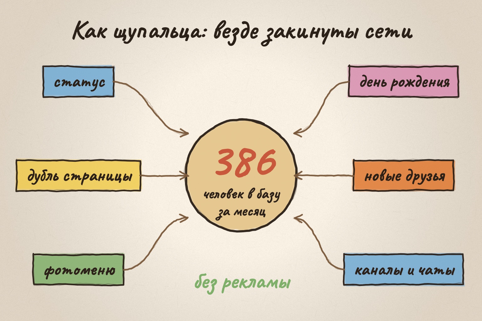Откуда приходят люди в базу: 386 человек за месяц без рекламы